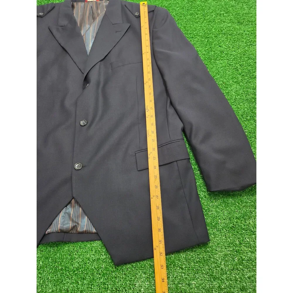 Caravelli Fusion Men's Navy Blue Blazer Sport Coat Jacket Size 46R Henry 3B Epa